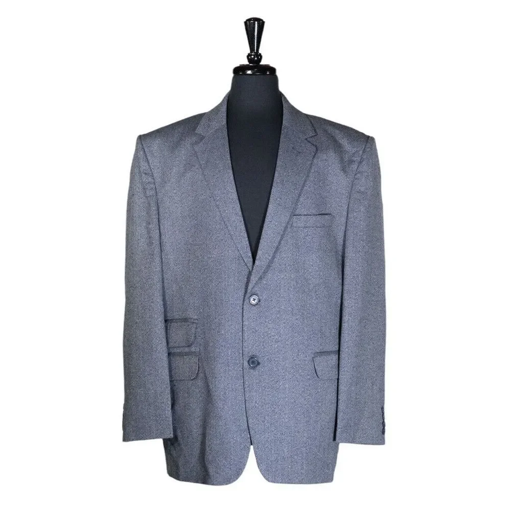 Mens Blazer Blue Wool Twill Dress Formal Suit Jacket Wedding Sport Coat 48R
